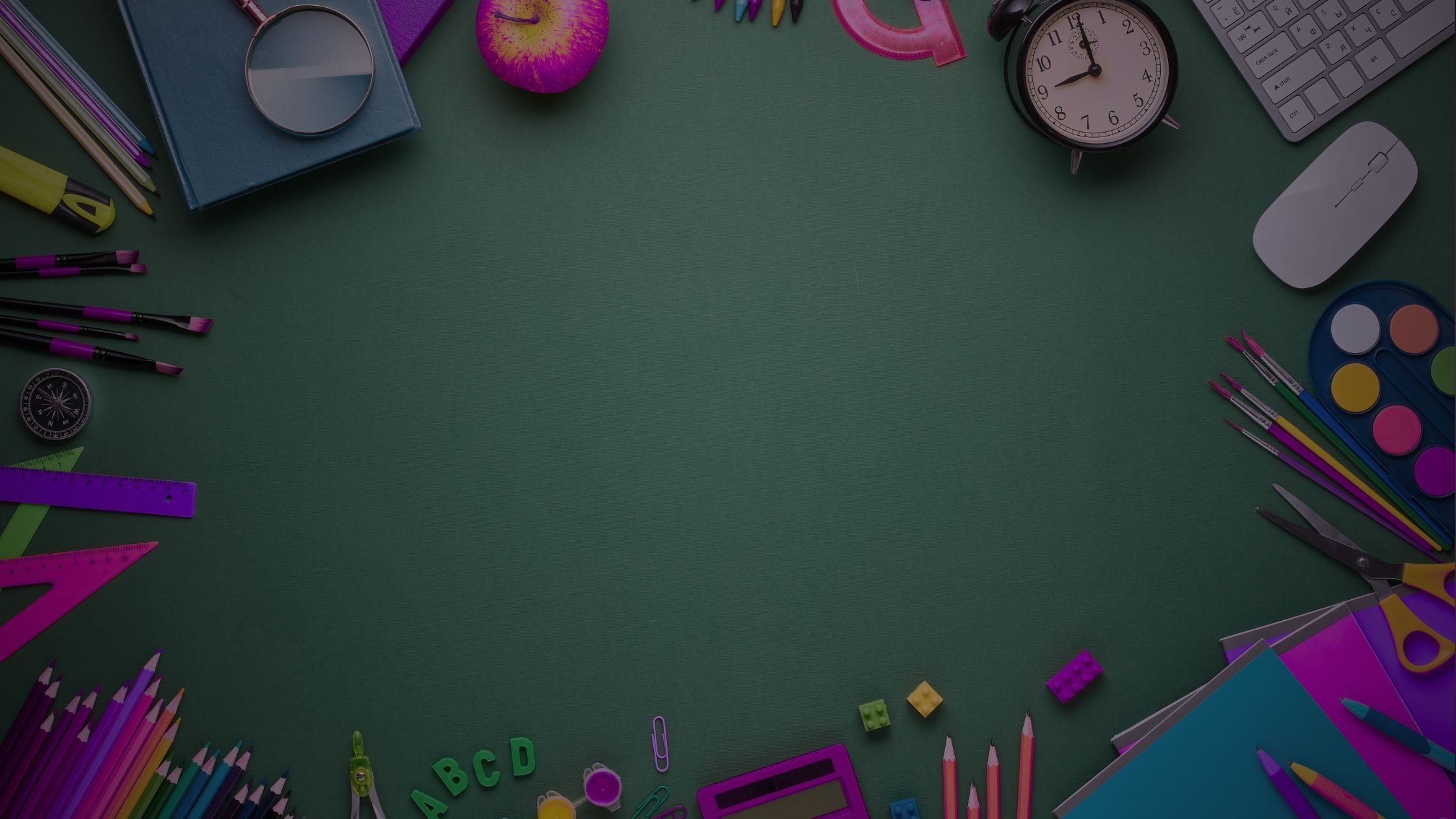 Lisa's Corner - Back to School - Header Image school chalkboard and school supplies spread around - back to school